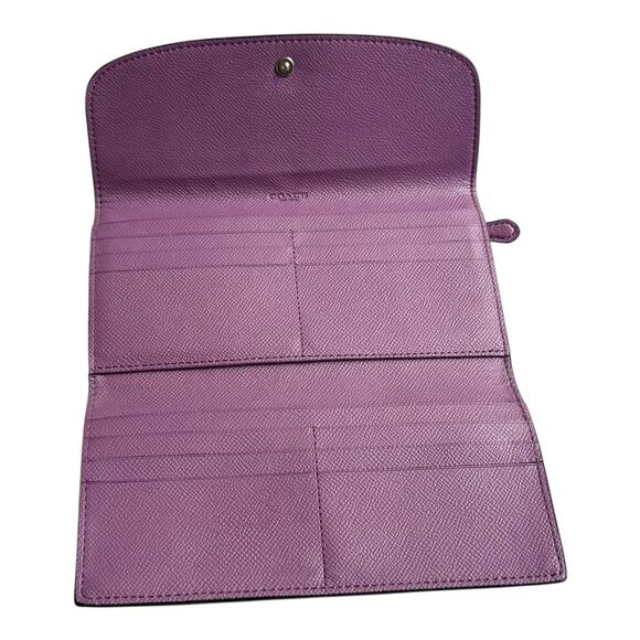 VTG Coach LEATHER WALLET Purple Snap Flap Credit Card Billfold 7.75x4.5 Rear Zip - Picture 2 of 7